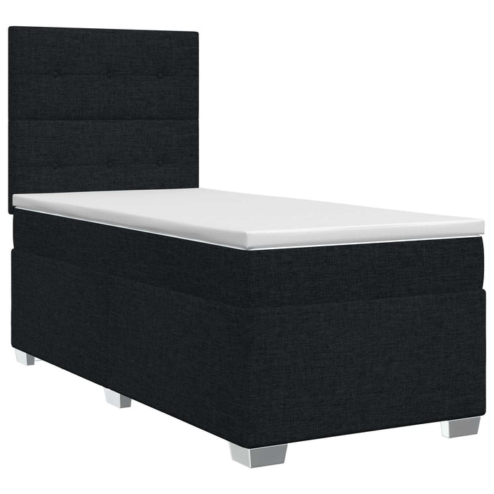 Pat boxspring cu saltea Negru 100 x 200 cm Țesătură - WALTI WALTI