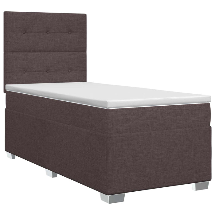 Pat boxspring cu saltea Maro închis 100 x 200 cm Țesătură - WALTI WALTI