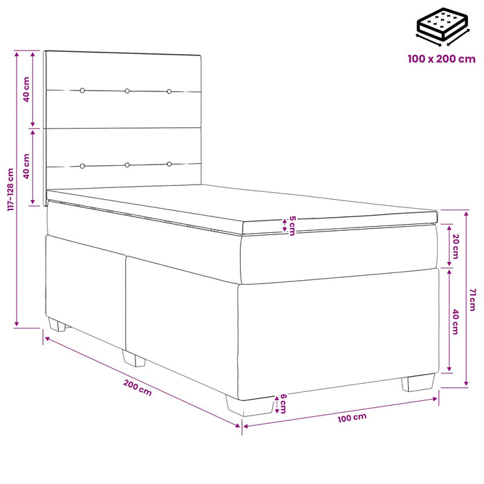 Pat boxspring cu saltea Maro închis 100 x 200 cm Țesătură - WALTI WALTI