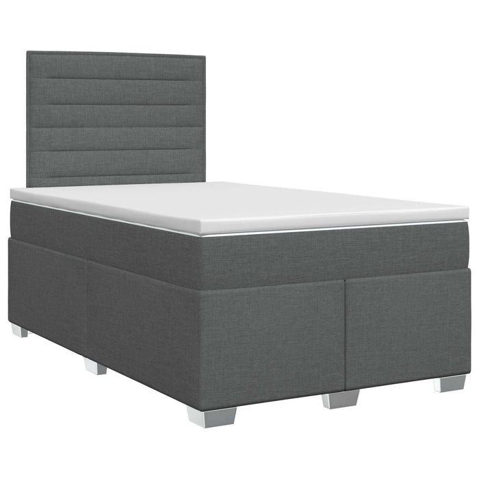 Pat boxspring cu saltea Gri închis 120 x 190 cm Țesătură WALTI