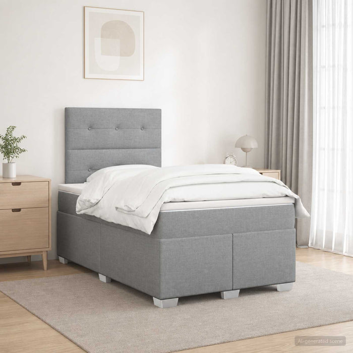 Pat boxspring cu saltea Gri deschis 120 x 190 cm Țesătură - WALTI WALTI