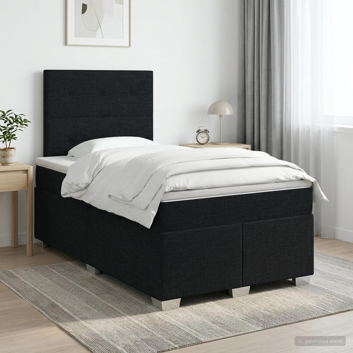 Pat boxspring cu saltea Negru 120 x 200 cm Țesătură - WALTI WALTI