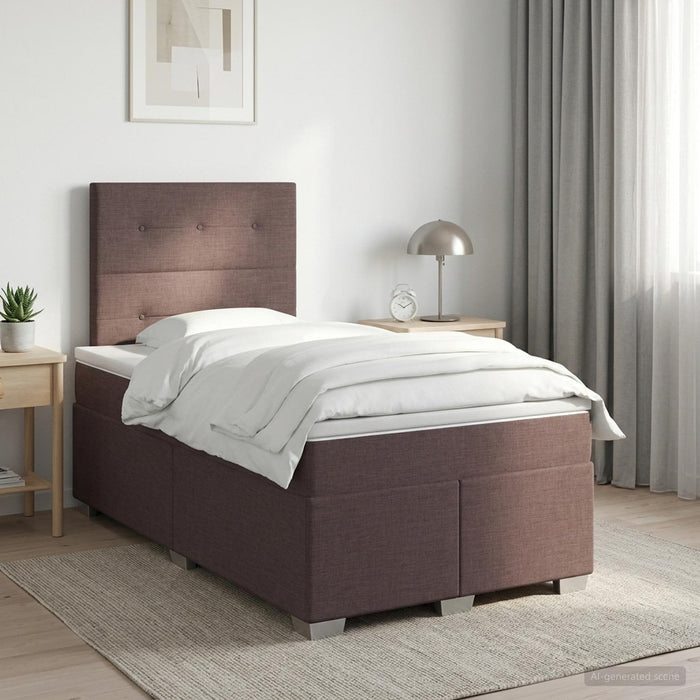 Pat boxspring cu saltea Maro închis 120 x 200 cm Țesătură - WALTI WALTI