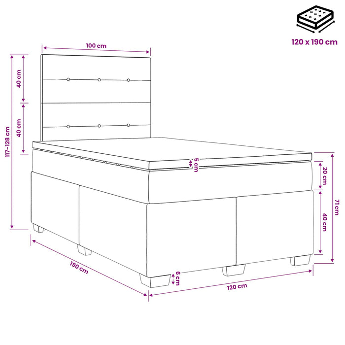 Pat boxspring cu saltea Maro închis 120 x 190 cm Țesătură - WALTI WALTI