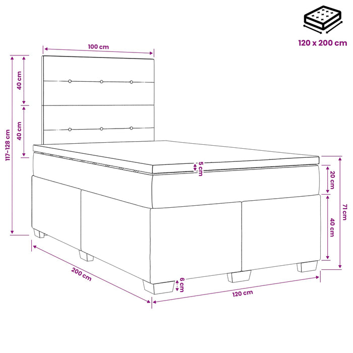 Pat boxspring cu saltea Maro închis 120 x 200 cm Țesătură - WALTI WALTI
