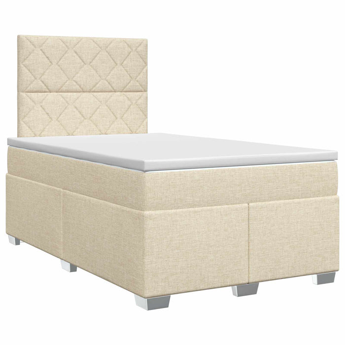 Pat boxspring cu saltea cu headboard Crem 120 x 200 cm Țesătură - WALTI WALTI