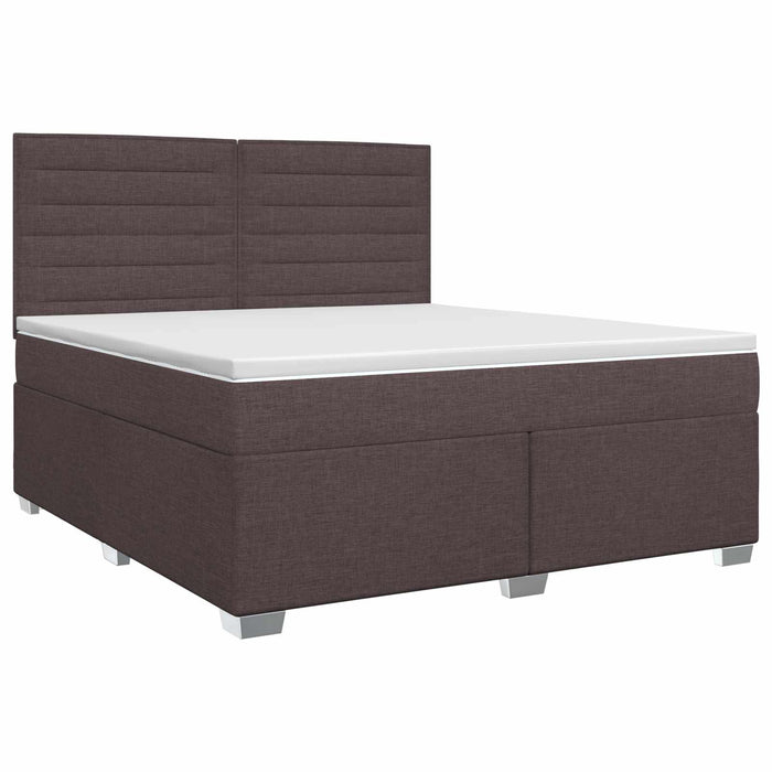Pat boxspring cu saltea Maro închis 140 x 190 cm Țesătură WALTI