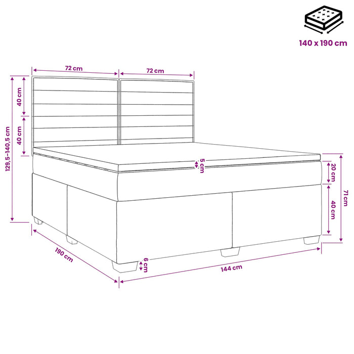 Pat boxspring cu saltea Maro închis 140 x 190 cm Țesătură WALTI