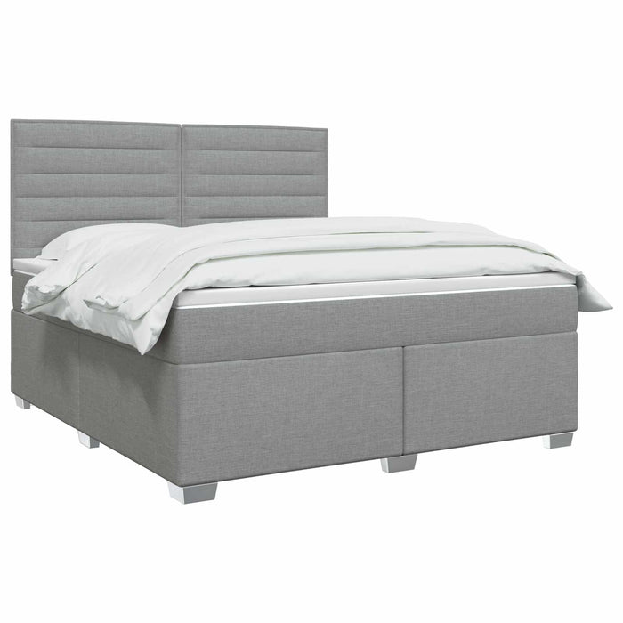 Pat boxspring cu saltea Gri deschis 140 x 200 cm Țesătură - WALTI WALTI