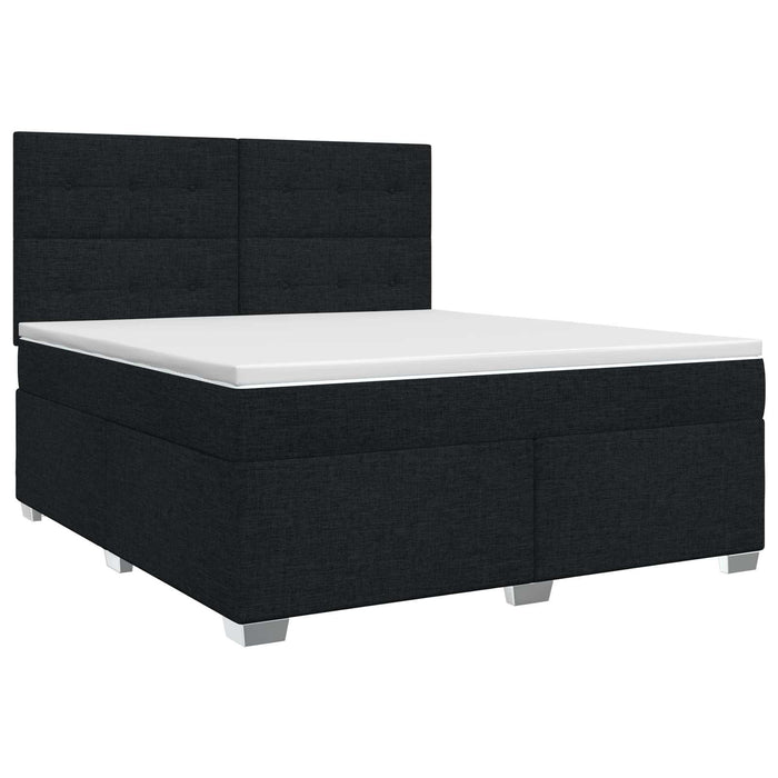 Pat boxspring cu saltea Negru 140 x 200 cm Țesătură - WALTI WALTI