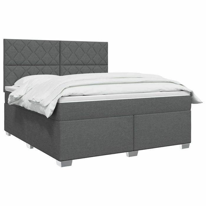 Pat boxspring cu saltea Gri închis 140 x 200 cm Țesătură WALTI