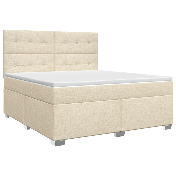 Pat boxspring cu saltea cu headboard Crem 160 x 200 cm Țesătură WALTI