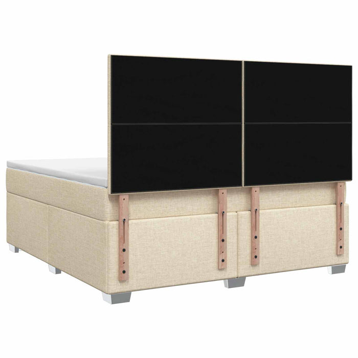 Pat boxspring cu saltea cu headboard Crem 160 x 200 cm Țesătură WALTI
