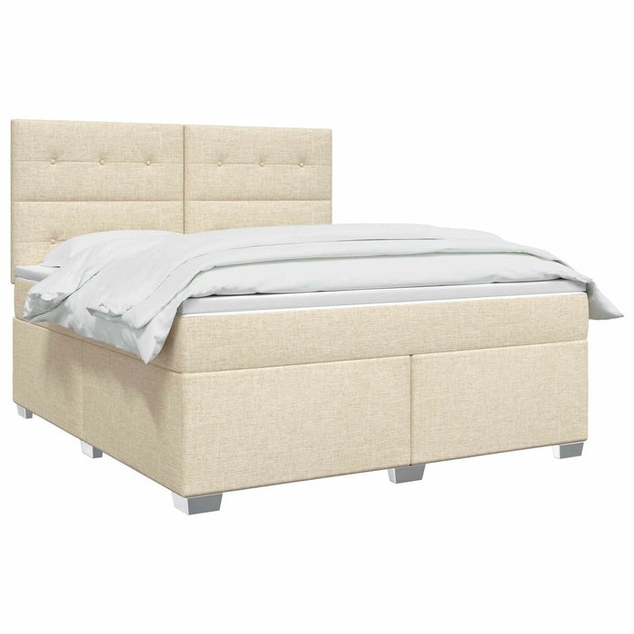 Pat boxspring cu saltea cu headboard Crem 160 x 200 cm Țesătură WALTI