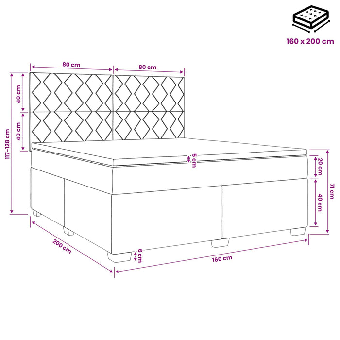 Pat boxspring cu saltea Negru 160 x 200 cm Țesătură - WALTI WALTI