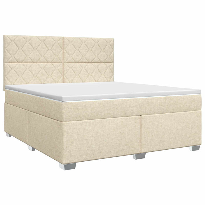 Pat boxspring cu saltea cu headboard Crem 160 x 200 cm Țesătură WALTI