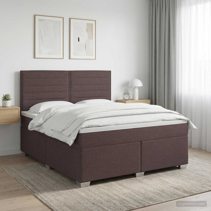 Pat boxspring cu saltea Maro închis 140 x 190 cm Țesătură WALTI
