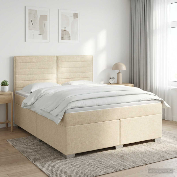 Pat boxspring cu saltea cu headboard Crem 180 x 200 cm Țesătură - WALTI WALTI