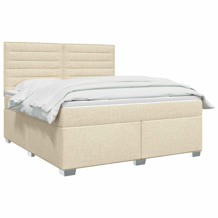 Pat boxspring cu saltea cu headboard Crem 180 x 200 cm Țesătură - WALTI WALTI