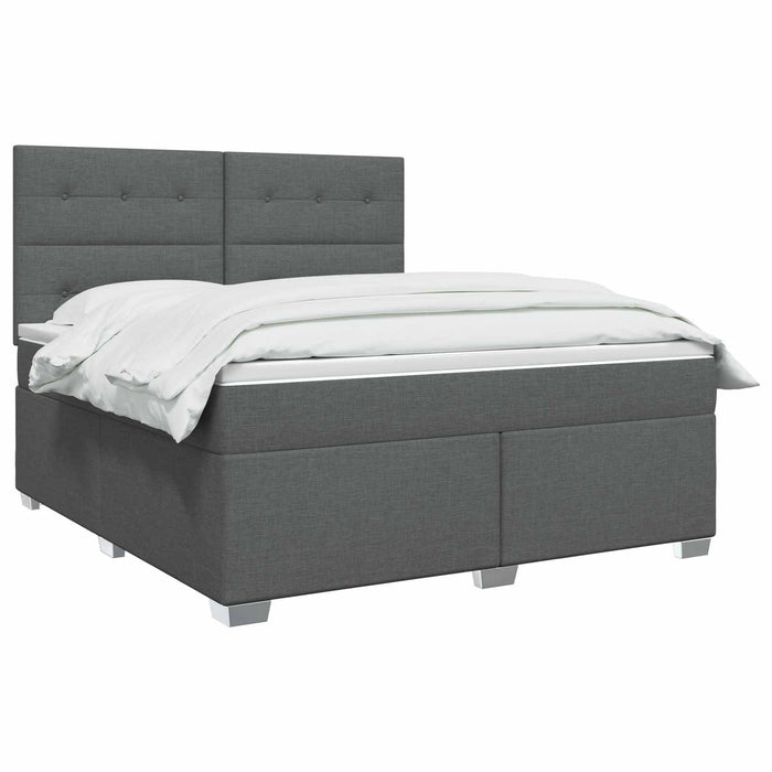 Pat boxspring cu saltea Gri închis 180 x 200 cm Țesătură WALTI