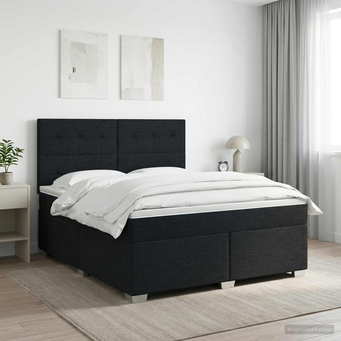 Pat boxspring cu saltea Negru 140 x 200 cm Țesătură - WALTI WALTI