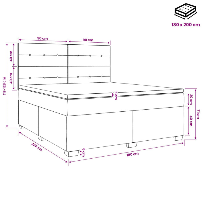 Pat boxspring cu saltea albastru 180 x 200 cm Țesătură - WALTI WALTI
