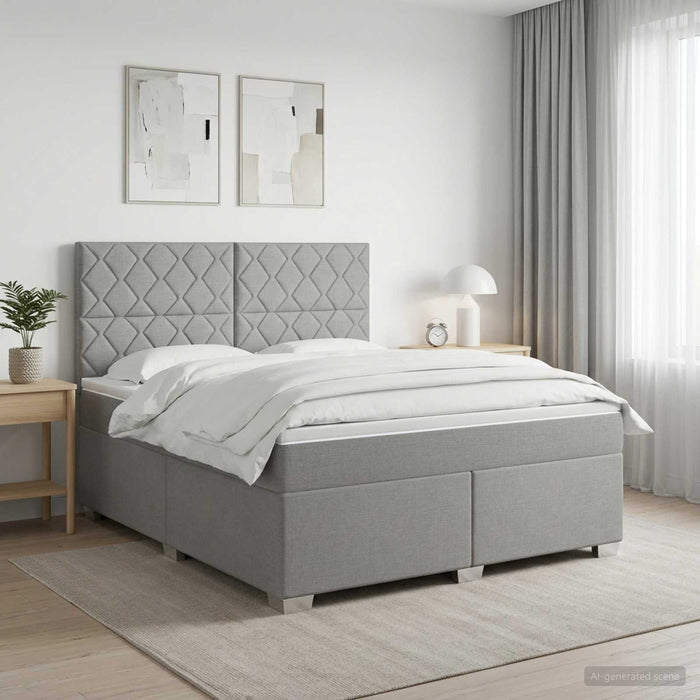 Pat boxspring cu saltea Gri deschis 180 x 200 cm Țesătură WALTI