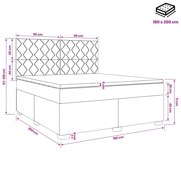 Pat boxspring cu saltea Gri deschis 180 x 200 cm Țesătură WALTI
