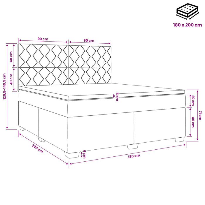Pat boxspring cu saltea Negru 180 x 200 cm Țesătură WALTI