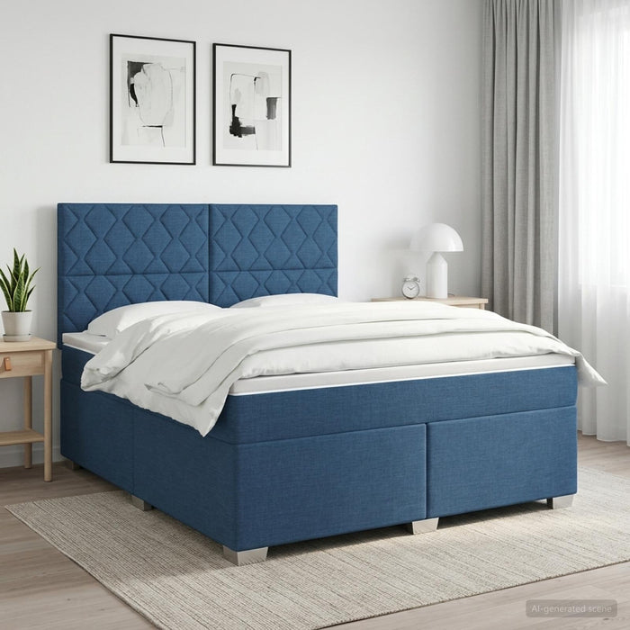 Pat boxspring cu saltea albastru 180 x 200 cm Țesătură - WALTI WALTI