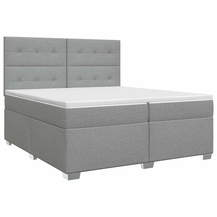 Pat boxspring cu saltea Gri deschis 200 x 200 cm Țesătură - WALTI WALTI