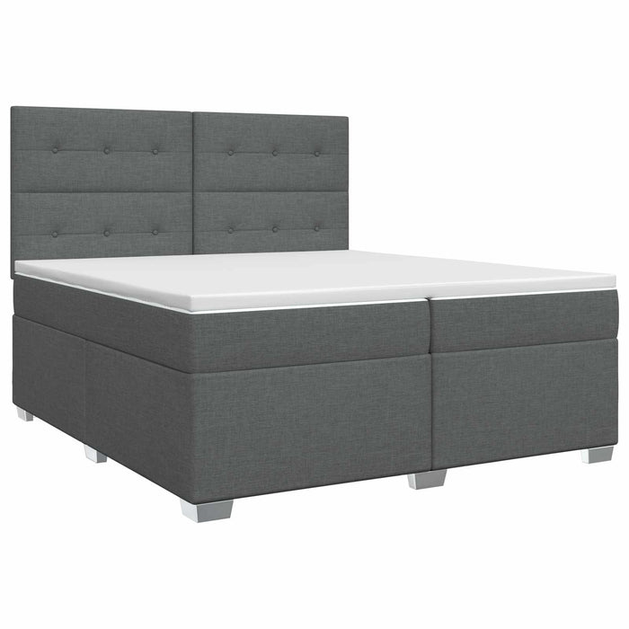 Pat boxspring cu saltea Gri închis 200 x 200 cm Țesătură WALTI