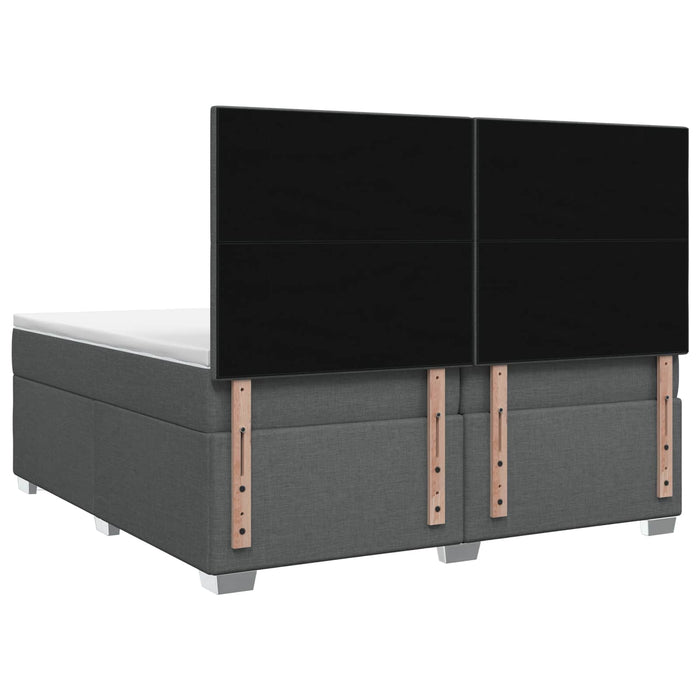 Pat boxspring cu saltea Gri închis 200 x 200 cm Țesătură WALTI