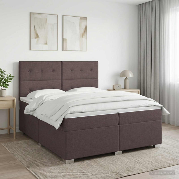 Pat boxspring cu saltea Maro închis 200 x 200 cm Țesătură WALTI