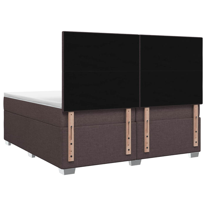 Pat boxspring cu saltea Maro închis 200 x 200 cm Țesătură WALTI