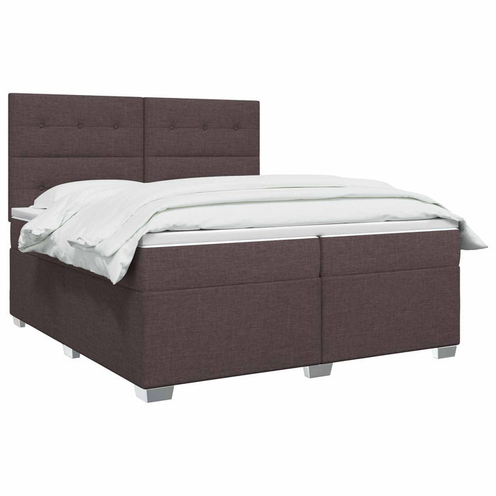 Pat boxspring cu saltea Maro închis 200 x 200 cm Țesătură WALTI
