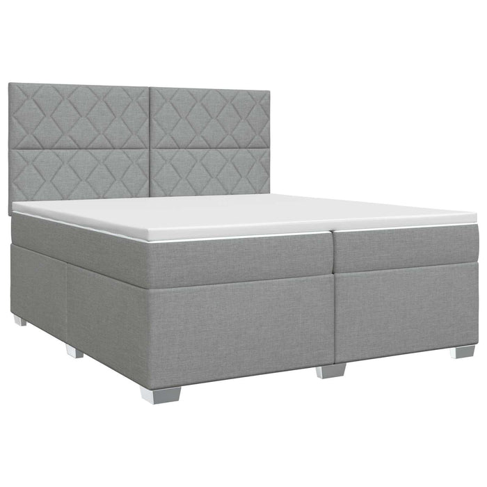 Pat boxspring cu saltea Gri deschis 200 x 200 cm Țesătură WALTI