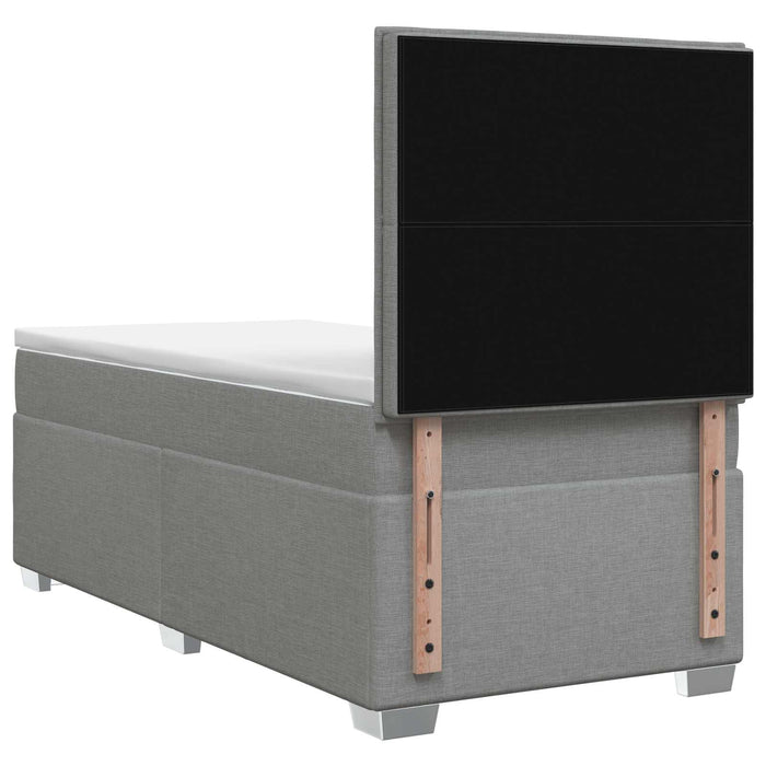 Pat boxspring cu saltea cu headboard Gri deschis Unic Țesătură - WALTI WALTI