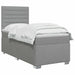 Pat boxspring cu saltea cu headboard Gri deschis Unic Țesătură - WALTI WALTI