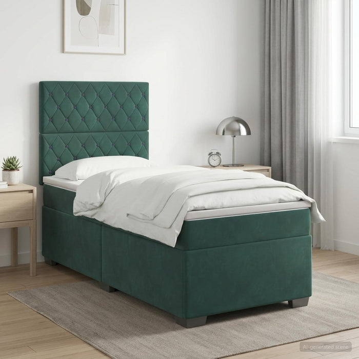 Pat boxspring cu saltea Verde închis 80 x 200 cm Catifea WALTI