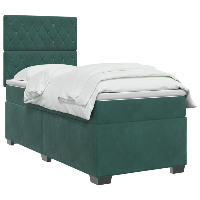 Pat boxspring cu saltea Verde închis 80 x 200 cm Catifea WALTI