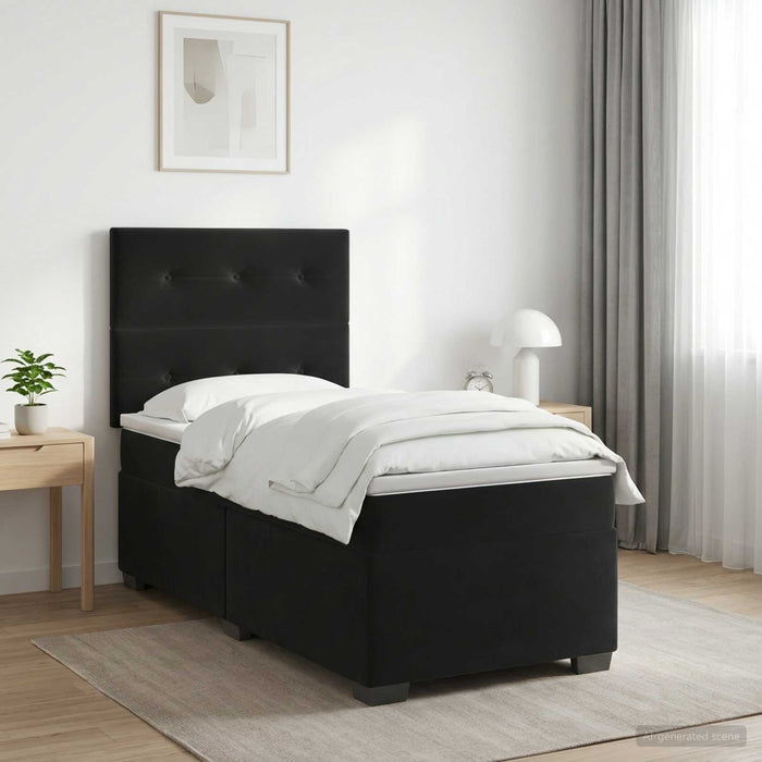 Pat boxspring cu saltea cu headboard Negru 80 x 200 cm Catifea - WALTI WALTI