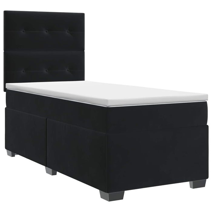 Pat boxspring cu saltea cu headboard Negru 80 x 200 cm Catifea - WALTI WALTI