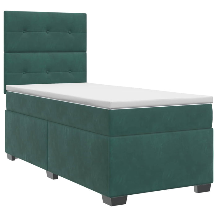 Pat boxspring cu saltea Verde închis 80 x 200 cm Catifea - WALTI WALTI