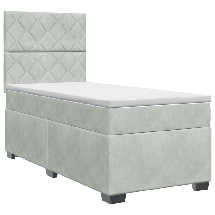 Pat boxspring cu saltea Gri deschis 80 x 200 cm Catifea - WALTI WALTI