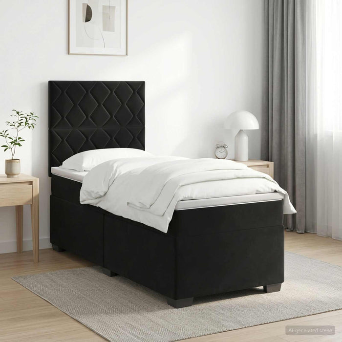 Pat boxspring cu saltea cu headboard Negru 80 x 200 cm Catifea - WALTI WALTI