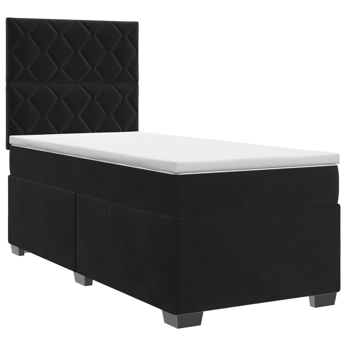 Pat boxspring cu saltea cu headboard Negru 80 x 200 cm Catifea - WALTI WALTI
