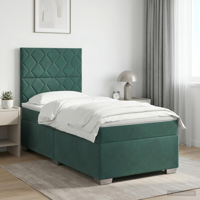 Pat boxspring cu saltea Verde închis 90 x 200 cm Catifea WALTI