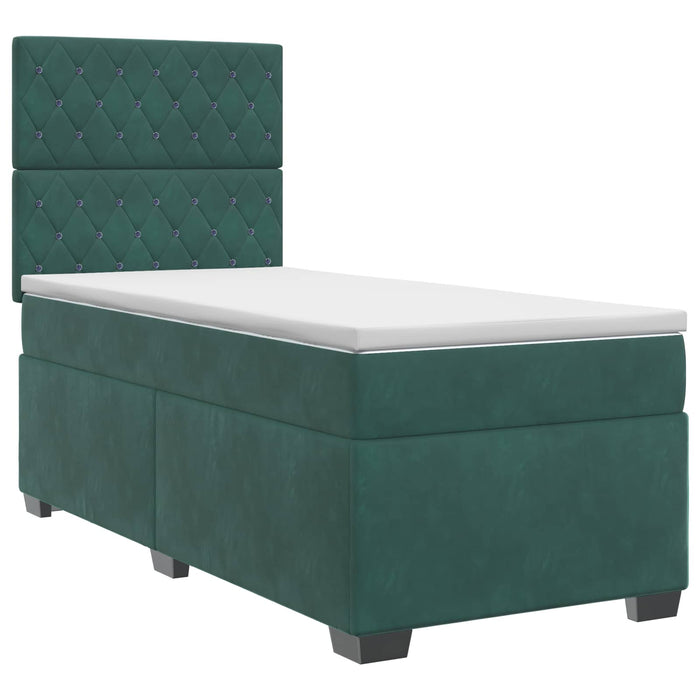 Pat boxspring cu saltea Verde închis 90 x 200 cm Catifea WALTI