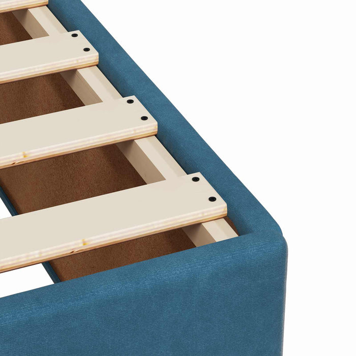 Pat boxspring cu saltea albastru 90 x 200 cm Catifea WALTI